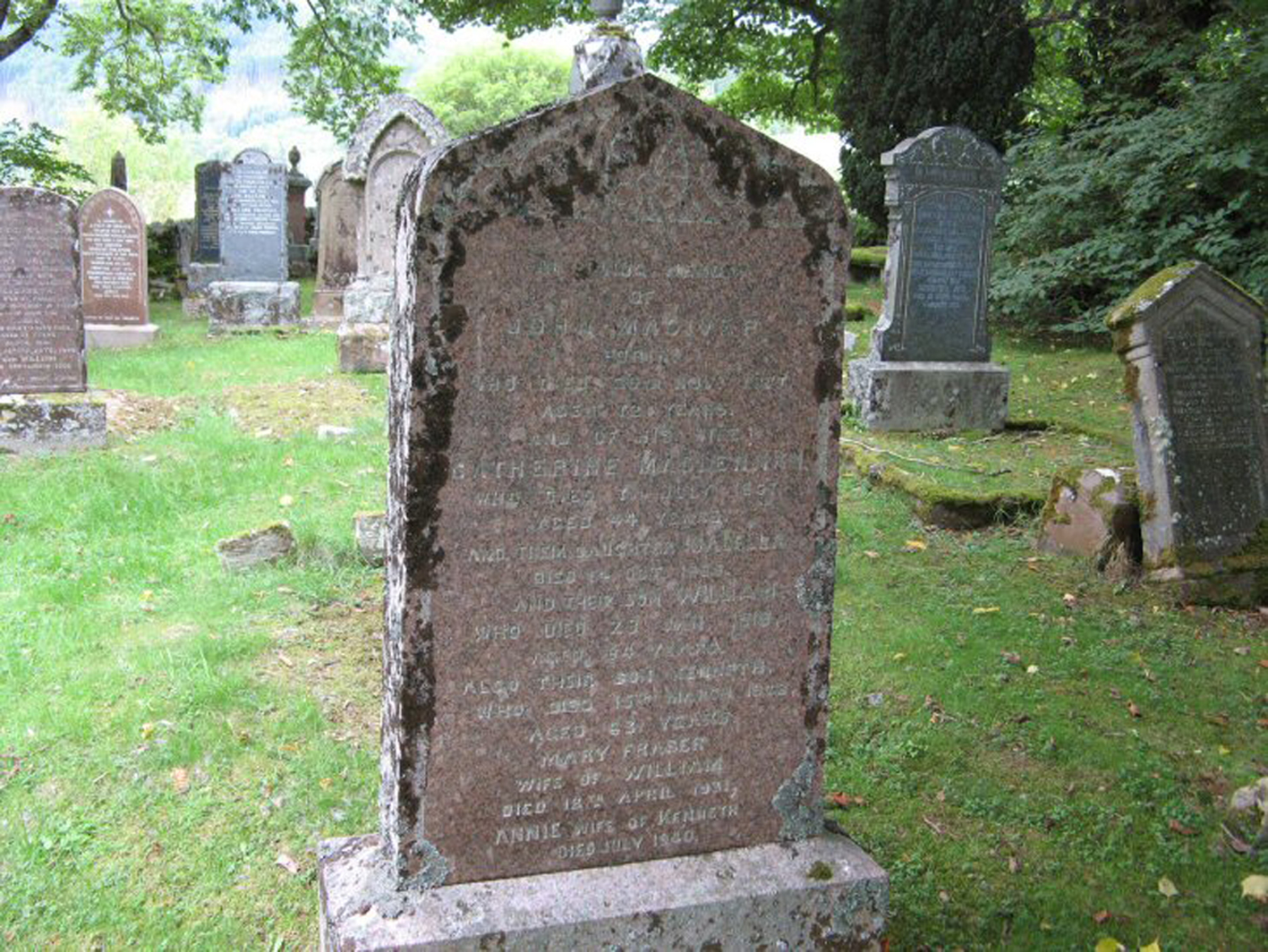 Photo of headstones/Catherine MacLennan (MacIver) died 1867 MI Milton, Strathconon
